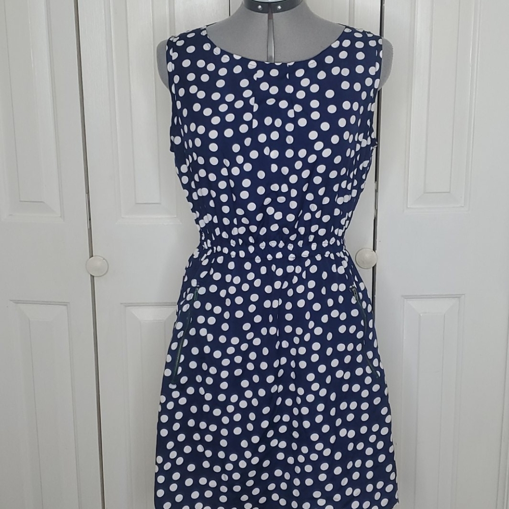 SAYURI Blue Polka Dot Dress